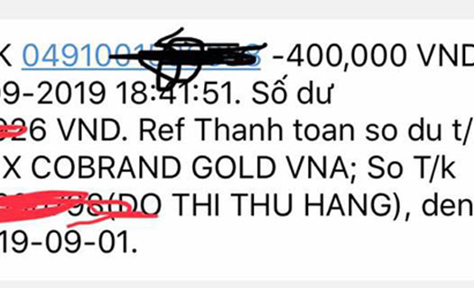 Lại thêm 1 vụ mất tiền trong thẻ ATM của Ngân hàng Vietcombank