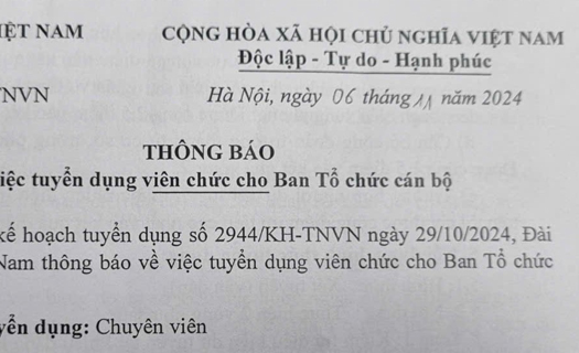 Đài Tiếng nói Việt Nam thông báo về việc tuyển dụng viên chức